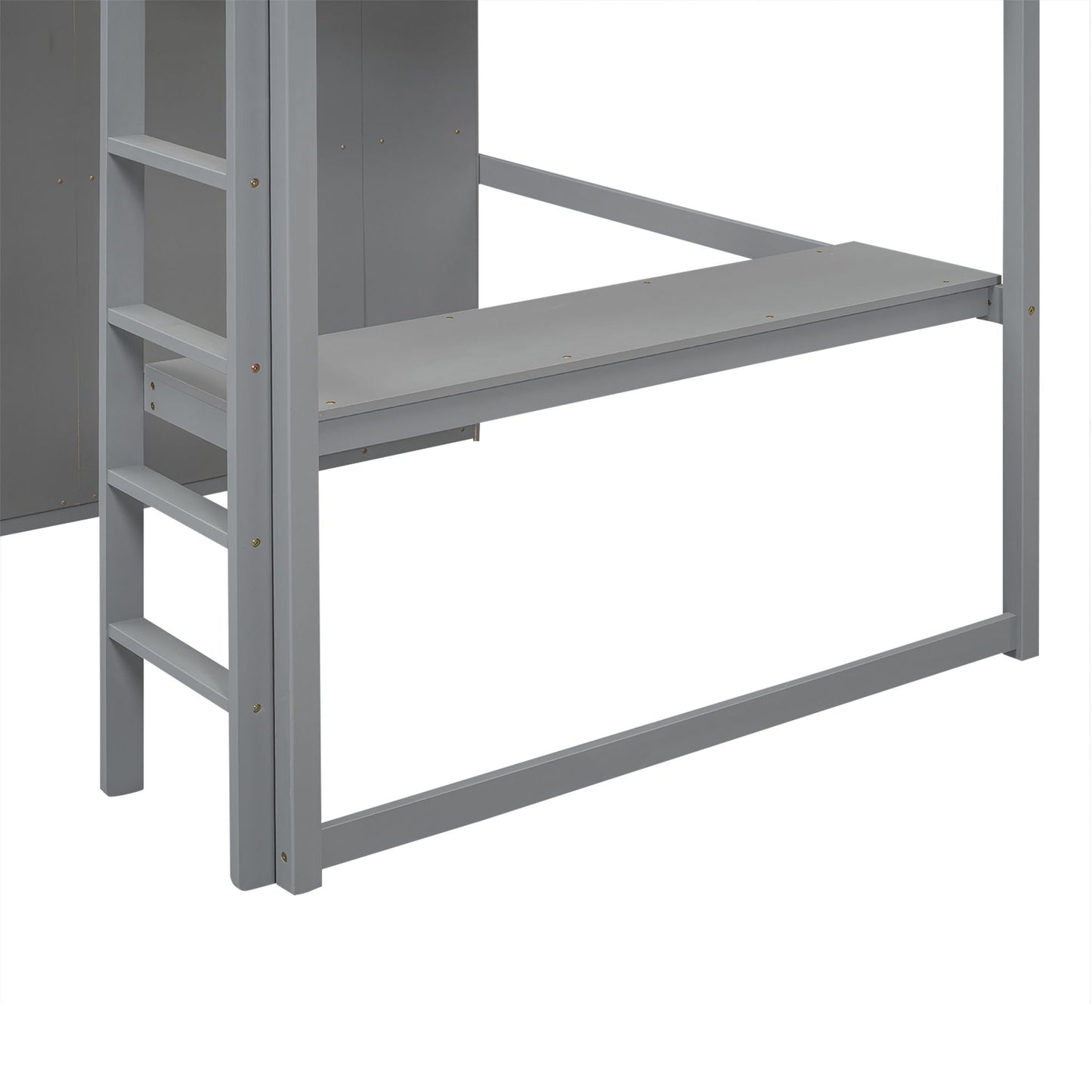 Loft Bed With Built In Wardrobe, Shelves And Drawers gray wood frame HouseOfZazla on Tampa Home & Garden Store