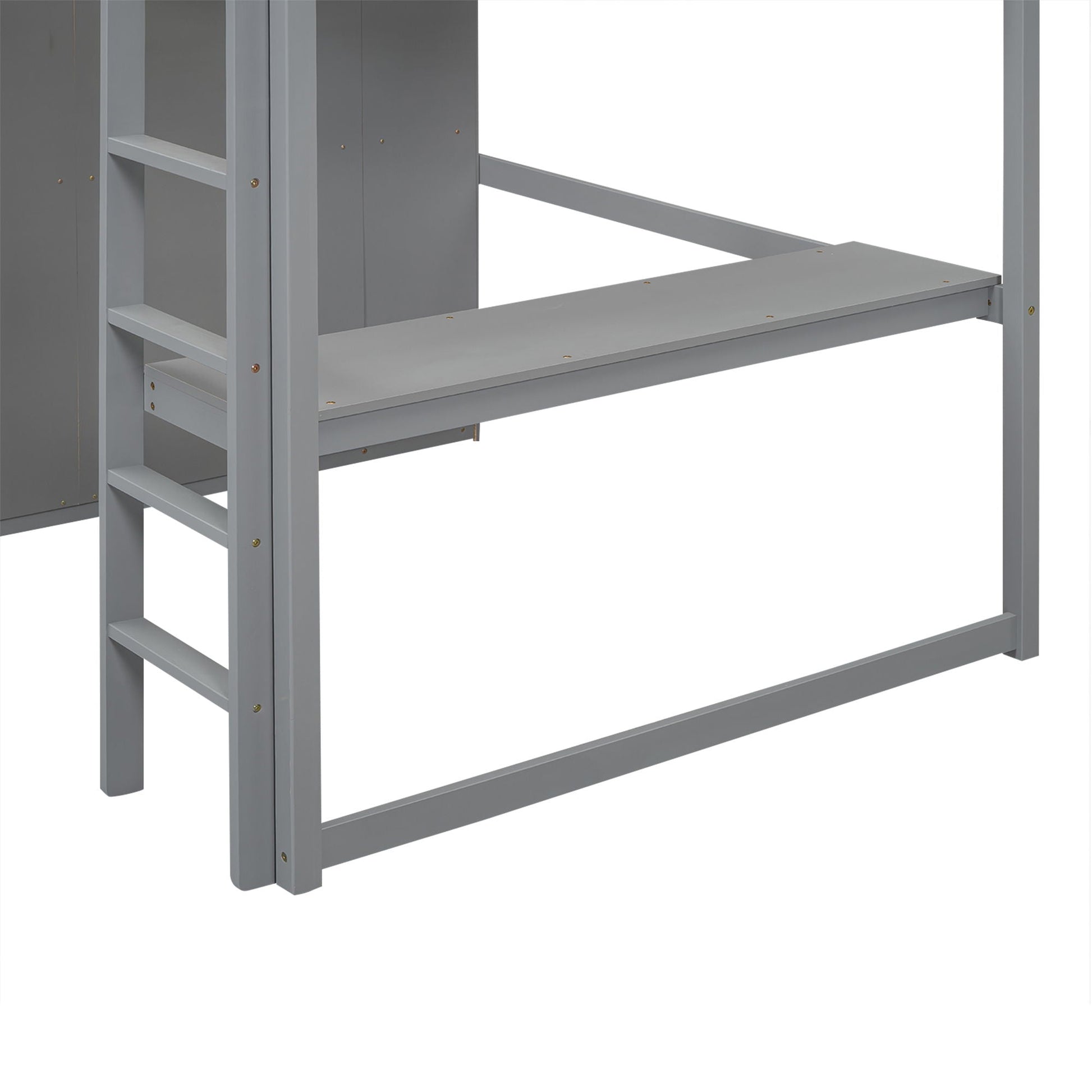 Loft Bed With Built In Wardrobe, Shelves And Drawers gray wood frame HouseOfZazla on Tampa Home & Garden Store