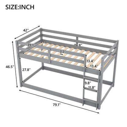 Durable Solid Wood Floor Bunk Bed With Ladder