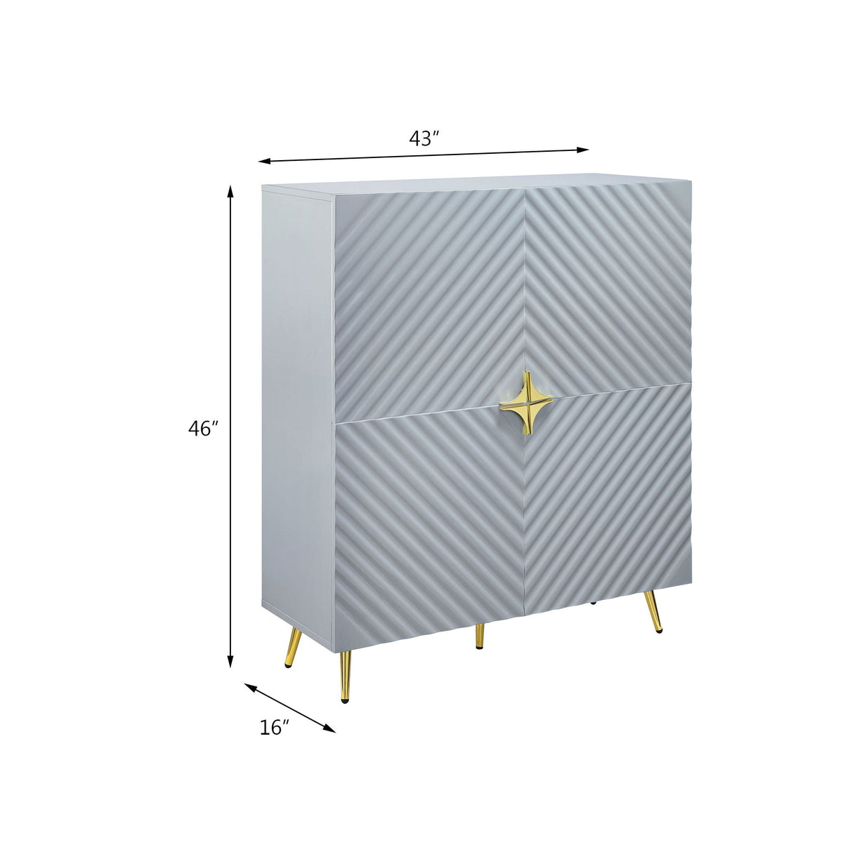High gloss gray accent cabinet by HouseOfZazla with ribbed front, 43w x 46h x 16d on Tampa Home & Garden Store