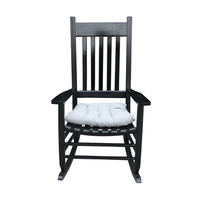 Classic wooden porch rocker chair black Populus wood with white cushion on Tampa Home & Garden Store