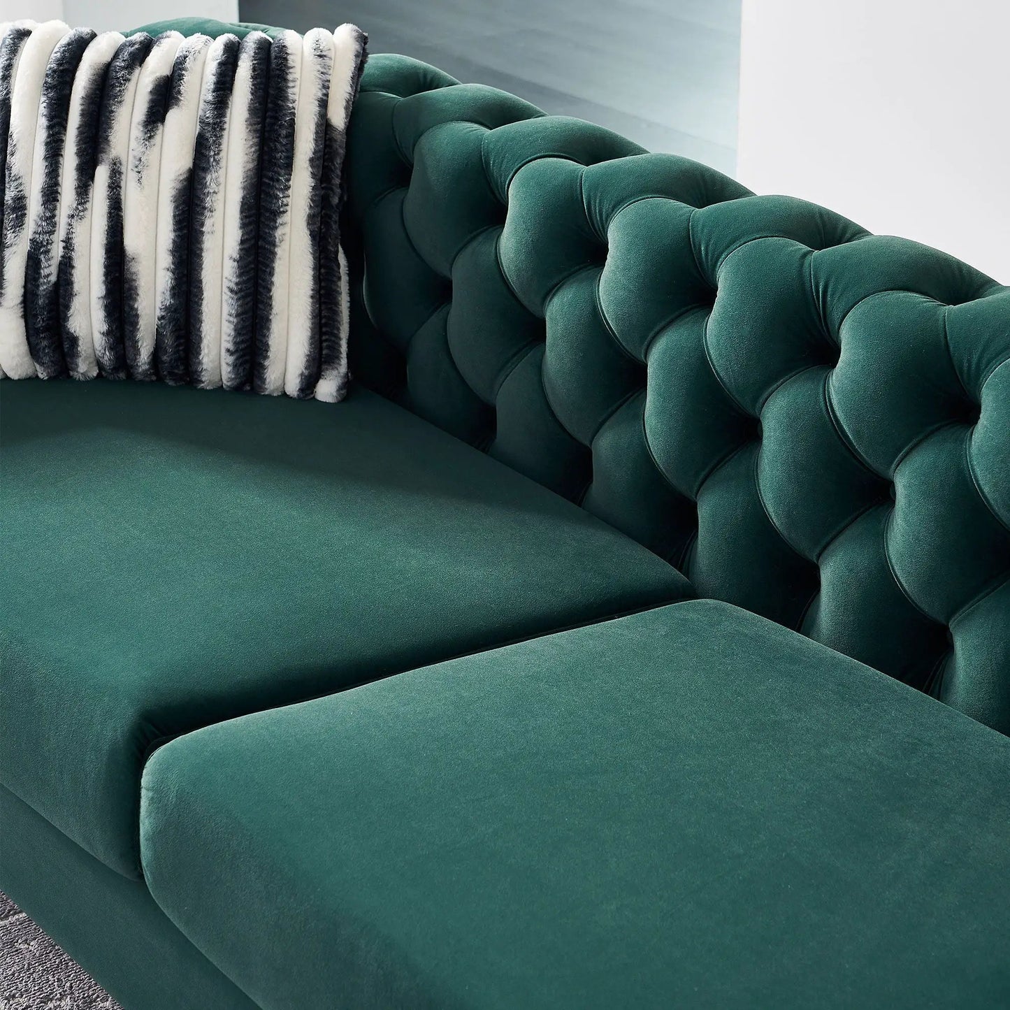Chesterfield Modern Tufted Sofa in emerald green velvet, 84.25''W, by Unique Piece Furniture on Tampa Home & Garden Store