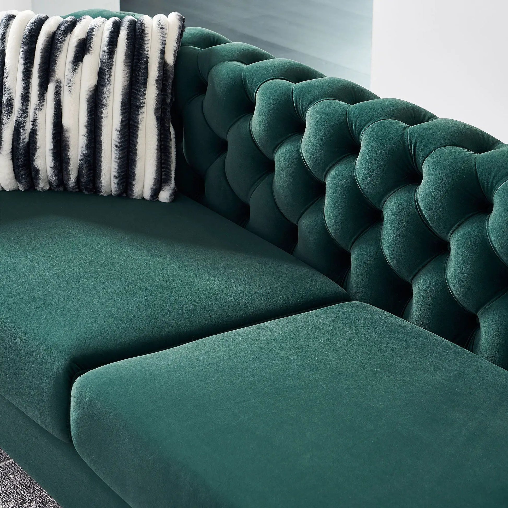 Chesterfield Modern Tufted Sofa in emerald green velvet, 84.25''W, by Unique Piece Furniture on Tampa Home & Garden Store