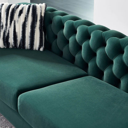 Chesterfield Modern Tufted Sofa in emerald green velvet, 84.25''W, by Unique Piece Furniture on Tampa Home & Garden Store