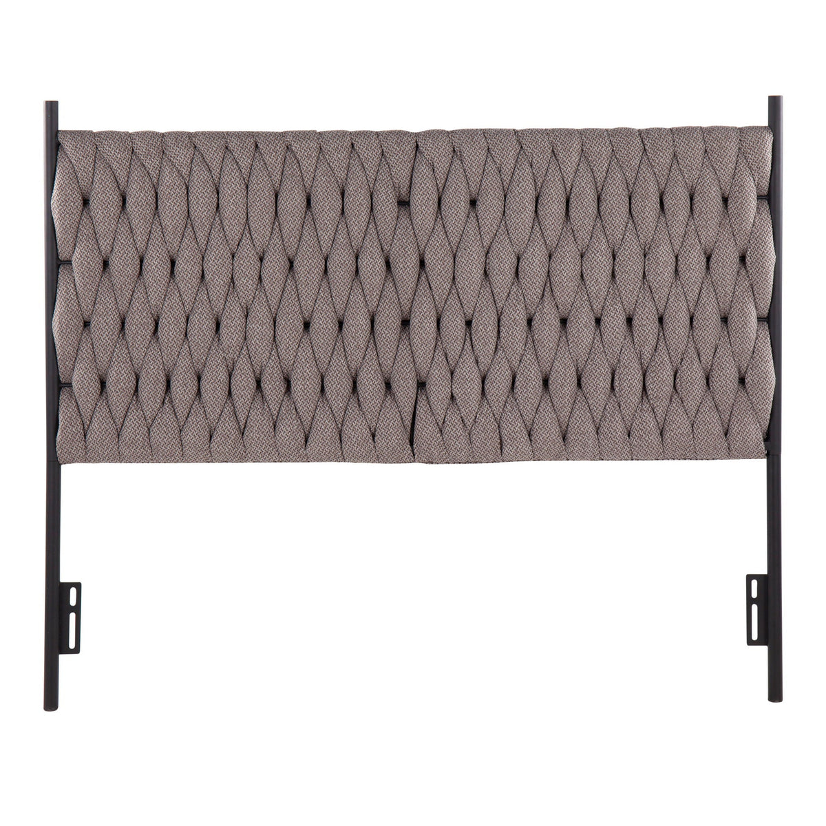 Braided Matisse Upholstery Queen Headboard with Metal Frame in taupe fabric on Tampa Home & Garden Store
