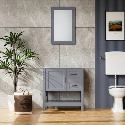 Bathroom Vanity with Mirror and Top Gray
