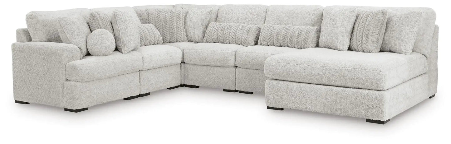 Cuddle Plush Sectional by Unique Piece Furniture, cream sherpa fabric with chaise on Tampa Home & Garden Store