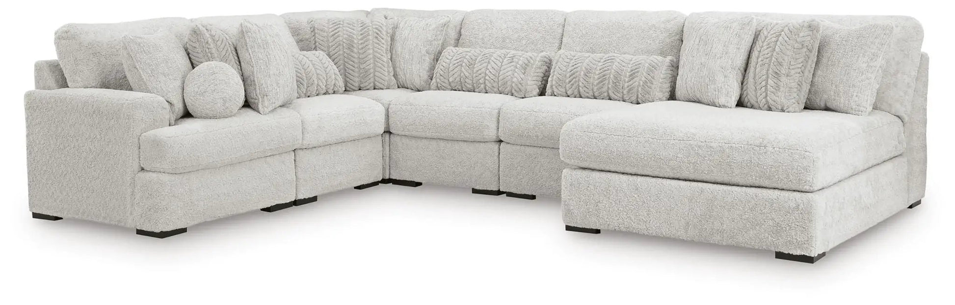 Cuddle Plush Sectional by Unique Piece Furniture, cream sherpa fabric with chaise on Tampa Home & Garden Store