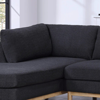 Hallie Sherpa double chaise U-shape stationary sectional sofa in charcoal with wood legs on Tampa Home & Garden Store