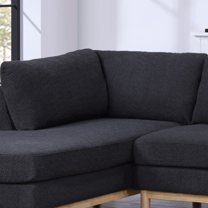 Hallie - Wide Sherpa Double Chaise U-Shape Sectional Sofa charcoal sherpa fabric with wood legs on Tampa Home & Garden Store