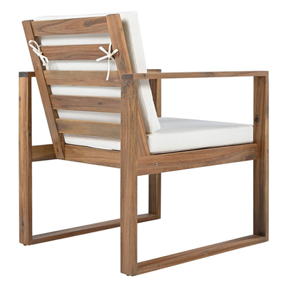 Trexm 7 Piece Acacia Patio Table and 6 Chairs Set