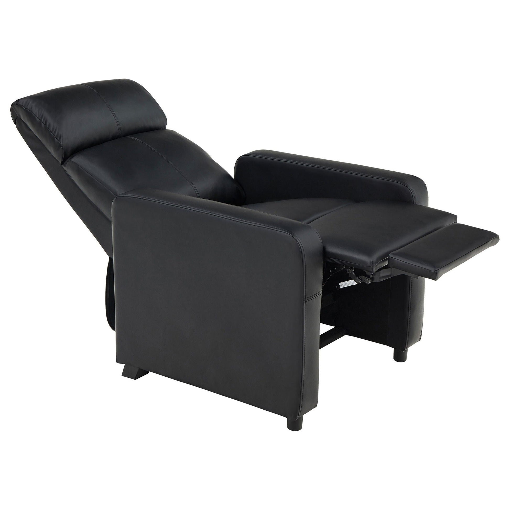 HouseOfZazla Push Back Recliner black leather armchair with extended footrest on Tampa Home & Garden Store