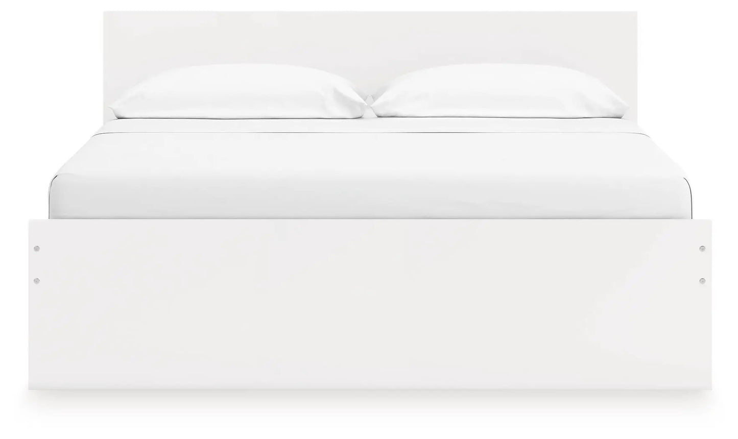 Onita panel platform bed in white with a tall headboard and wide footboard on Tampa Home & Garden Store
