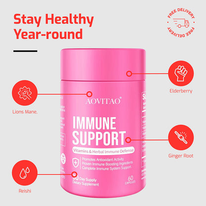 Perfecsy Immune Support bottle with Lions Mane, Reishi, Elderberry & Ginger Root 60 capsules on Tampa Home & Garden Store