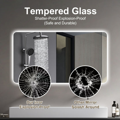 Wall Mounted LED Backlit Mirror with 3-Color Dimmable Light in Silver by HouseOfZazla on Tampa Home & Garden Store