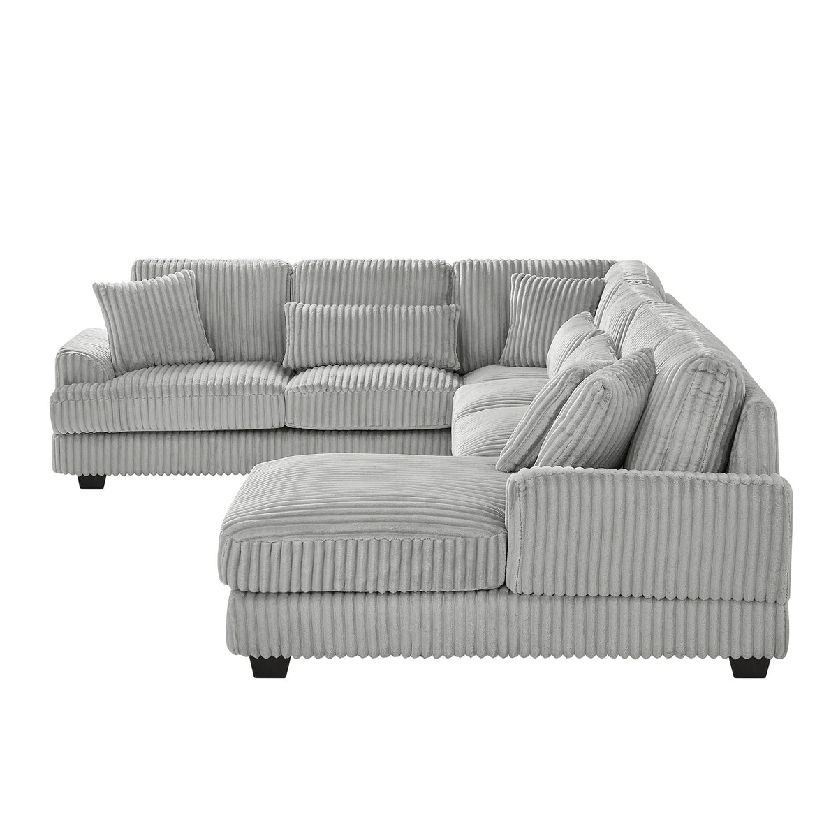 U-shaped gray corduroy sectional sofa with chaise lounge, living room by HouseOfZazla on Tampa Home & Garden Store