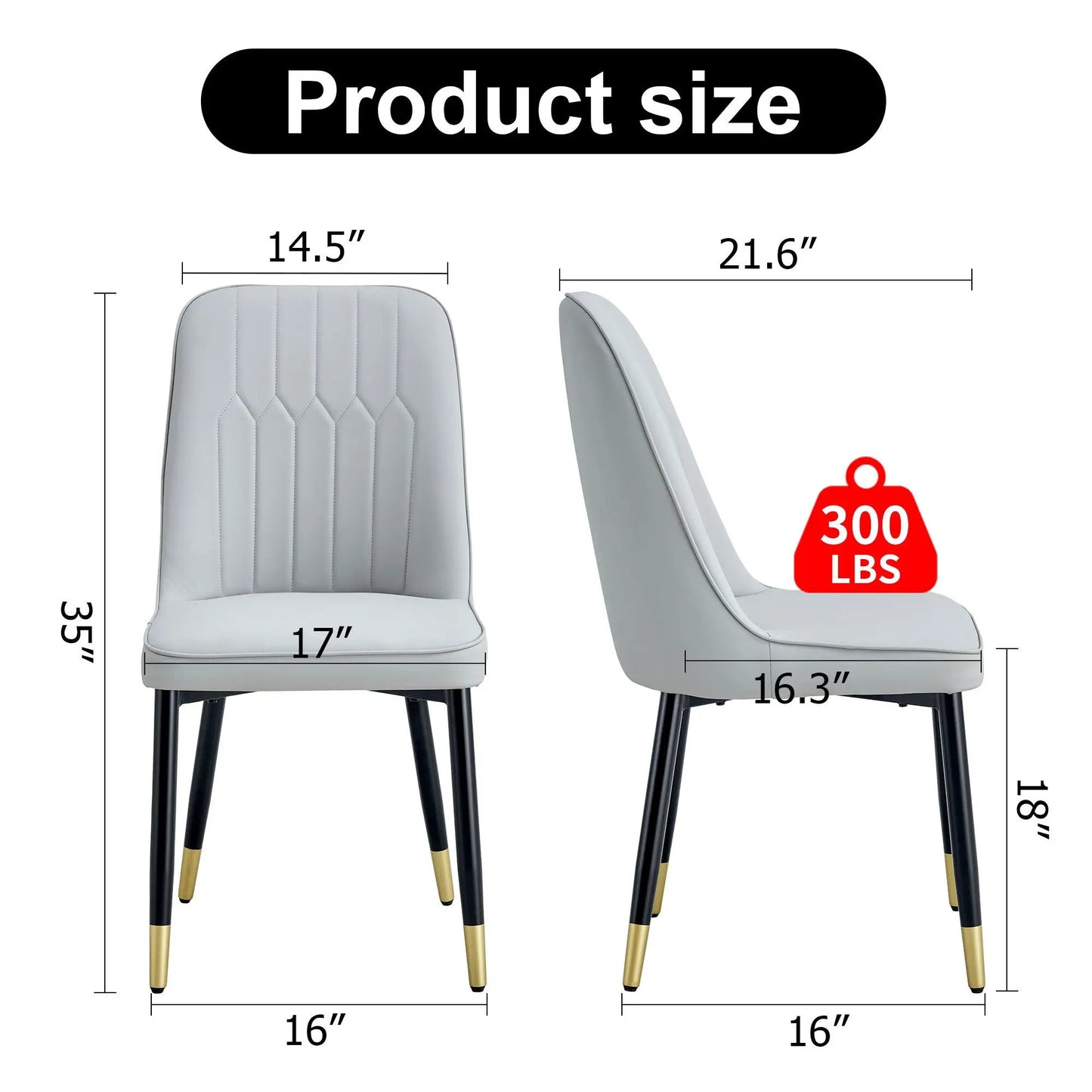 Modern chair with metal legs pair in light gray quilted upholstery by Unique Piece Furniture on Tampa Home & Garden Store