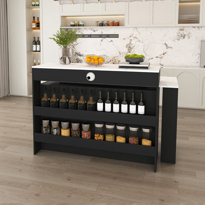 Kitchen Island with Extendable Rotating Table
