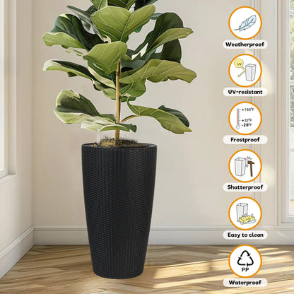 Tall Planters set with water level monitor and auto watering in black weave HouseOfZazla on Tampa Home & Garden Store
