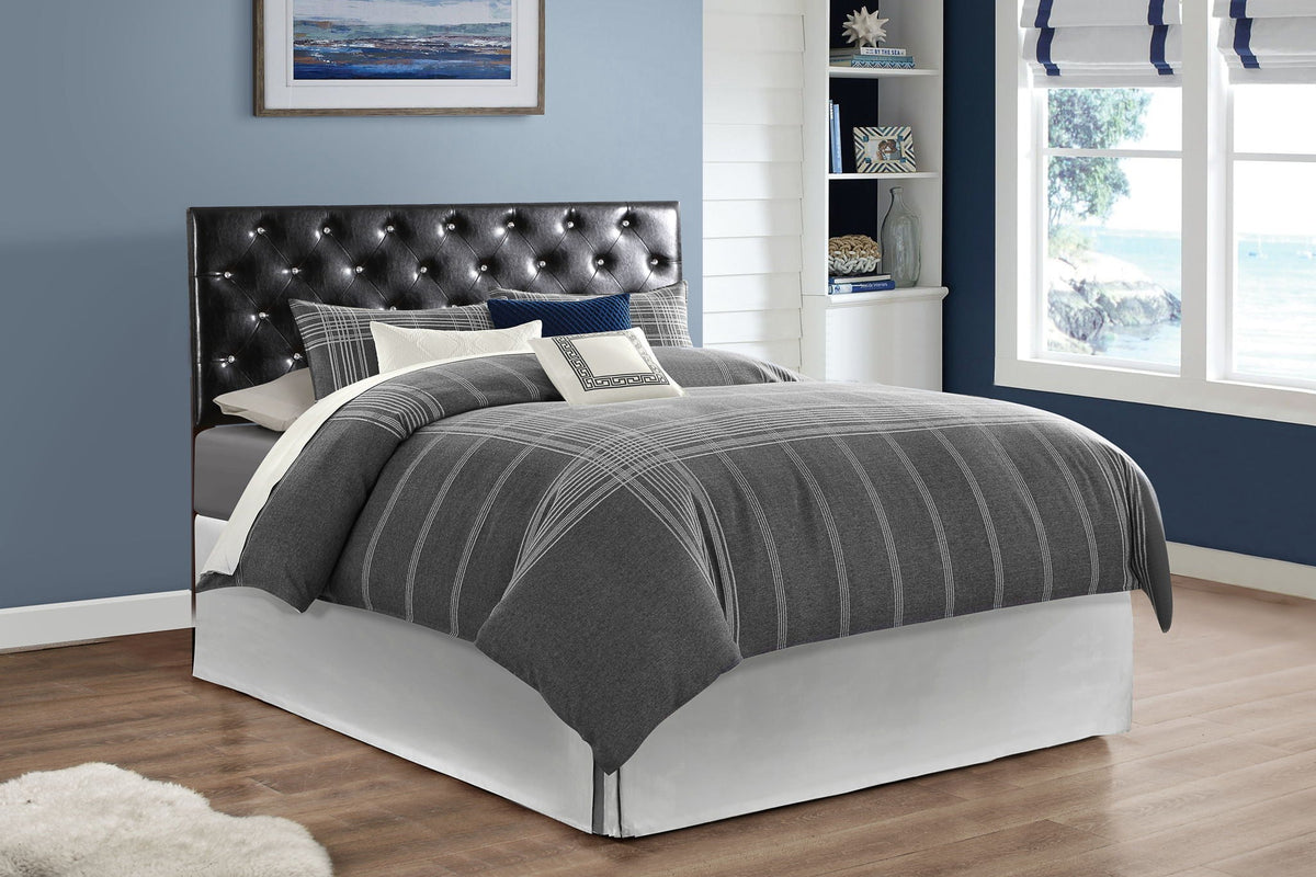 Upholstered Headboard adjustable height dark gray tufted with crystal buttons on Tampa Home & Garden Store