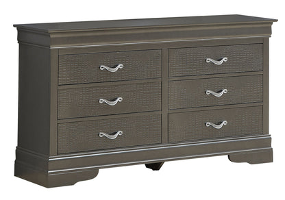Metalic Black dresser by HouseOfZazla with crocodile-textured fronts and silver handles on Tampa Home & Garden Store
