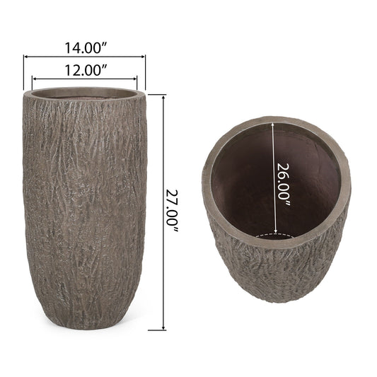 Magnesium Oxide Planter by HouseOfZazla Outdoor Use Natural Wood finish with bark texture on Tampa Home & Garden Store
