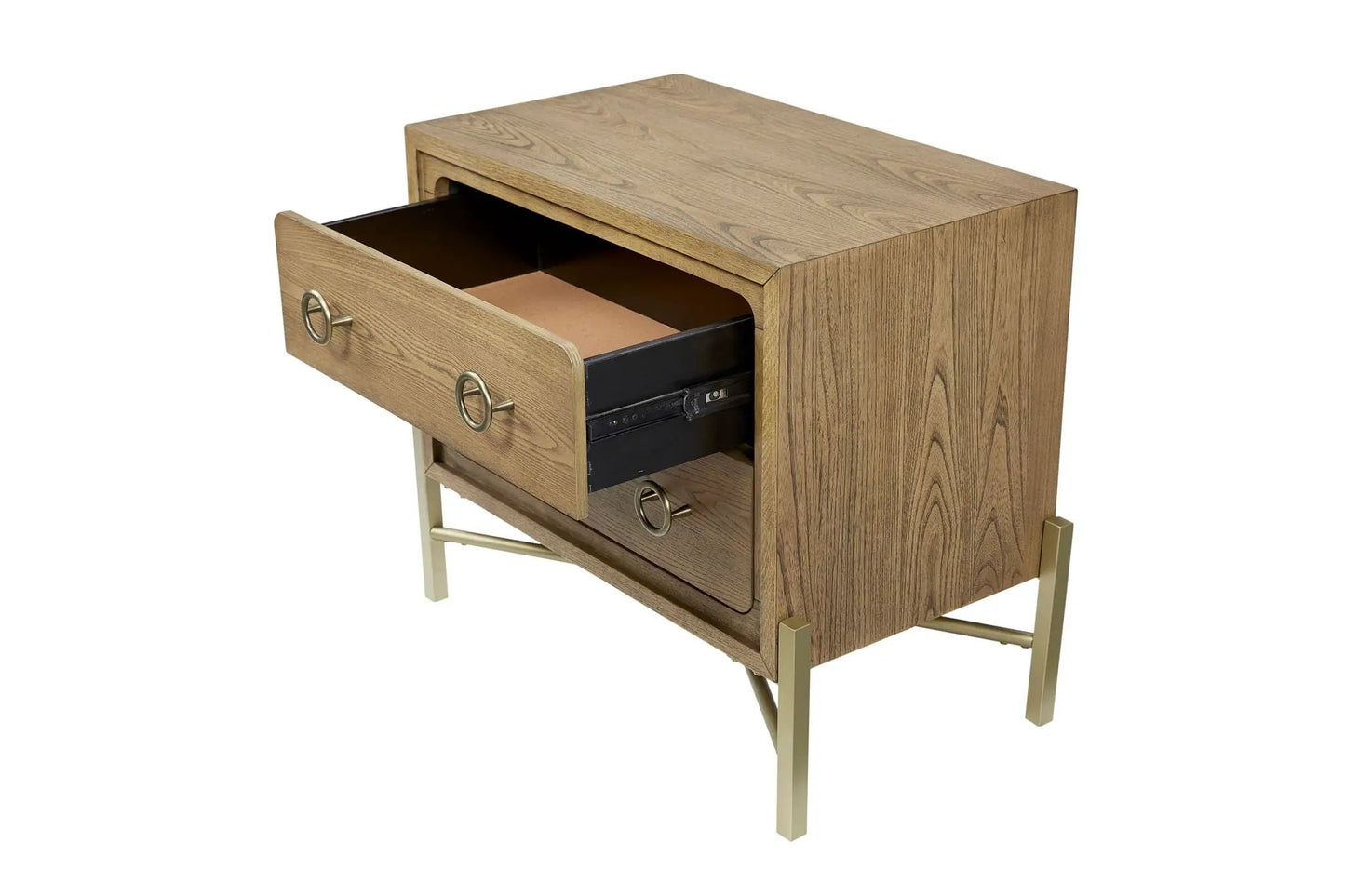 Two Drawer Nightstand With USB Latte Finish