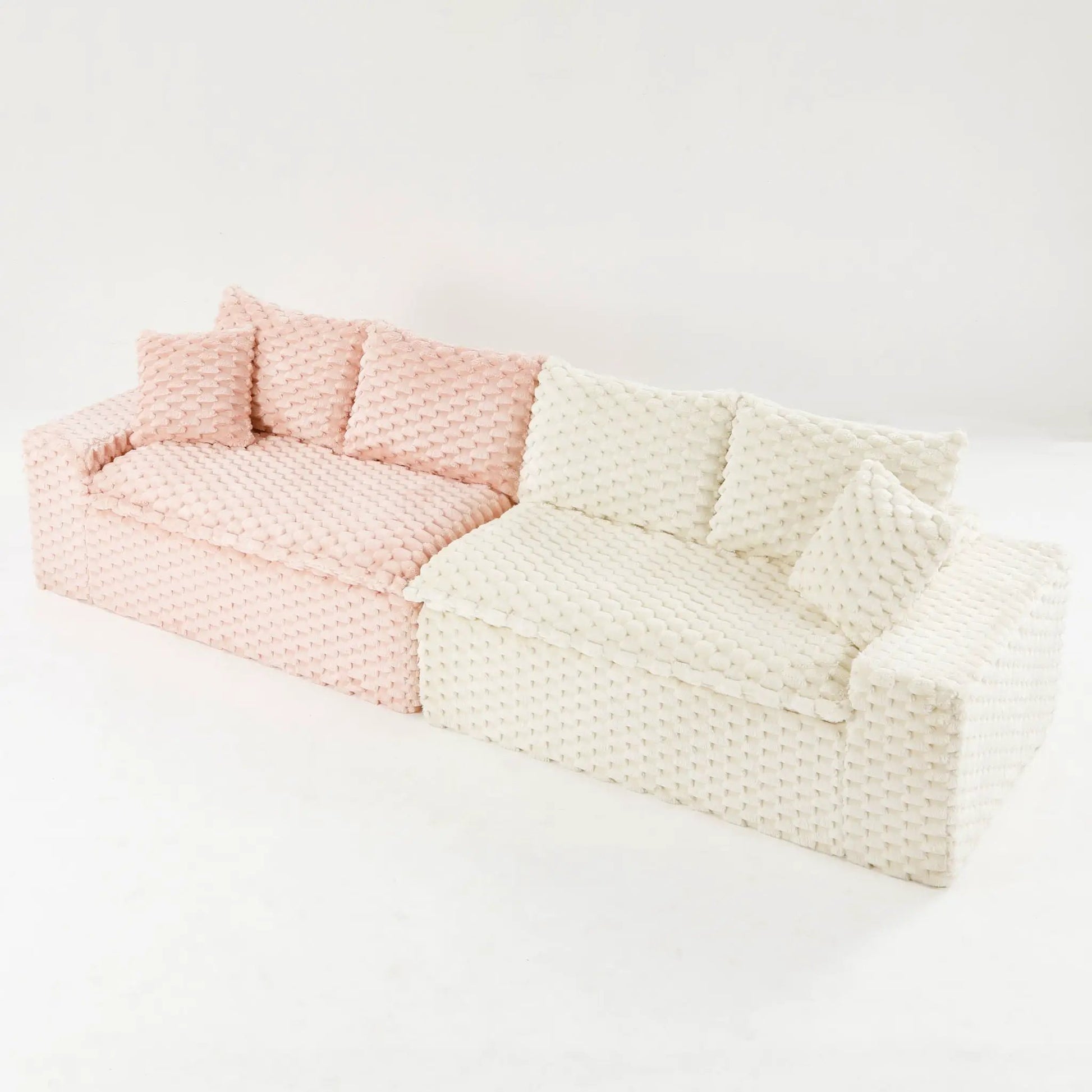 Multifunctional sofa pink and ivory chunky-knit fabric by Unique Piece Furniture on Tampa Home & Garden Store
