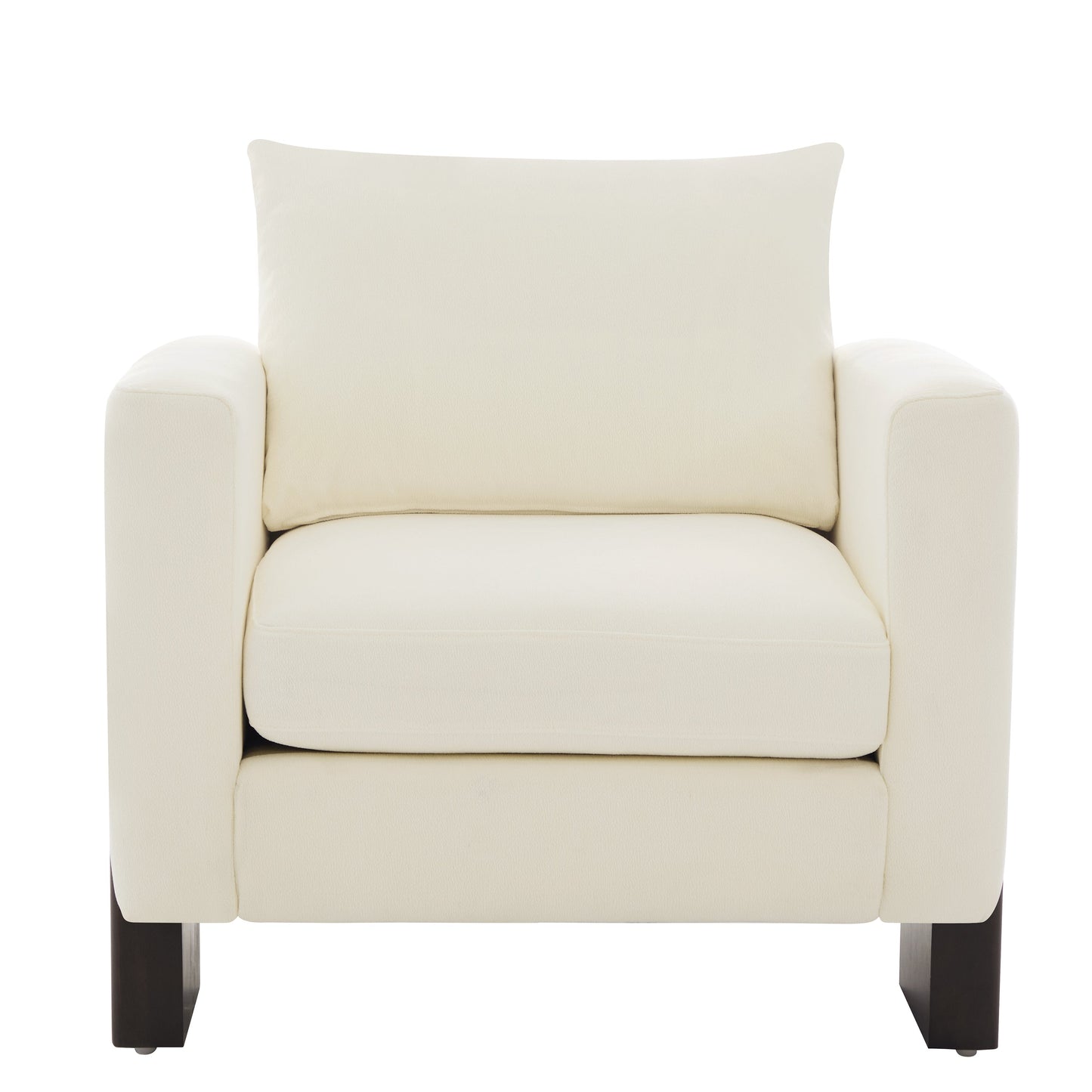 Modern Accent Chair cream upholstery with dark rubberwood legs on Tampa Home & Garden Store