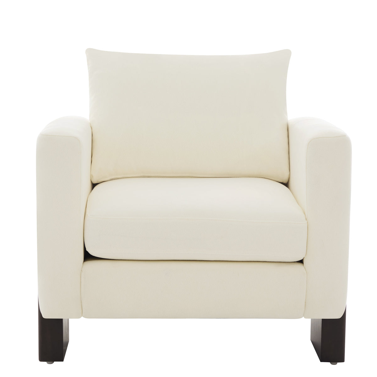 Modern Accent Chair cream upholstery with dark rubberwood legs on Tampa Home & Garden Store