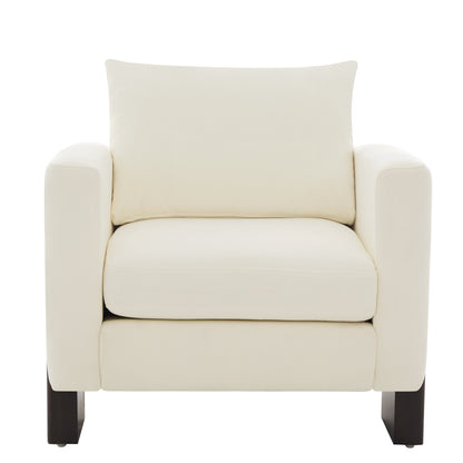 Modern Accent Chair cream upholstery with dark rubberwood legs on Tampa Home & Garden Store