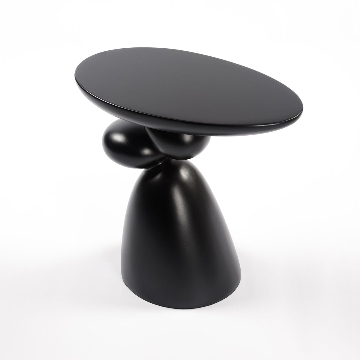 Lucky Stone Shaped End Table with sculptural black pedestal base by HouseOfZazla on Tampa Home & Garden Store