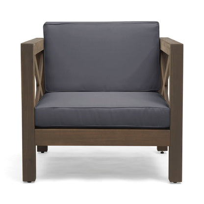 Brava Mid-Century Modern Club Chair HouseOfZazla dark gray water-resistant cushions wood frame on Tampa Home & Garden Store