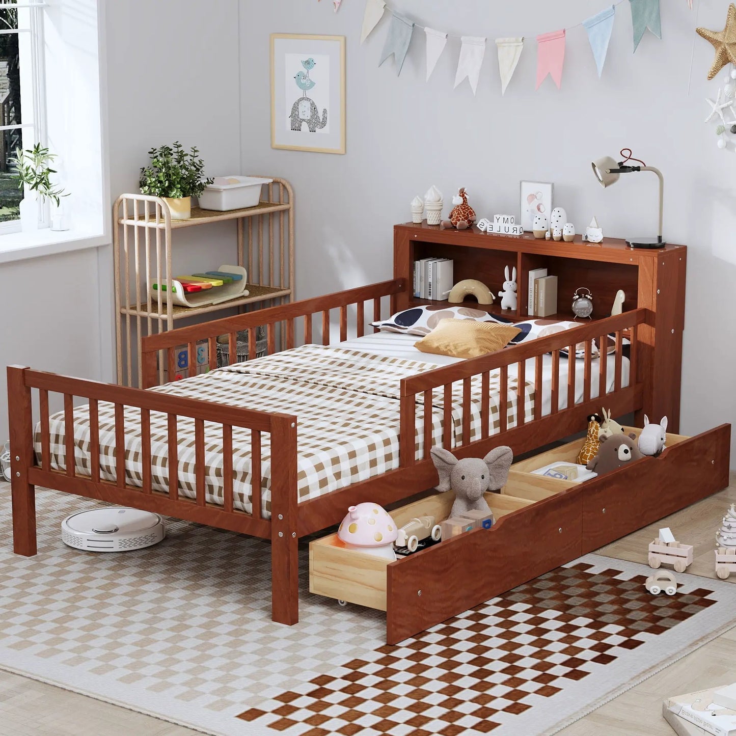 Bed With Headboard Storage and Under Bed Drawers