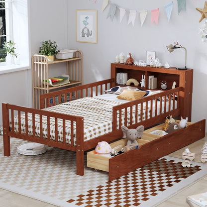 Bed With Headboard Storage and Under Bed Drawers