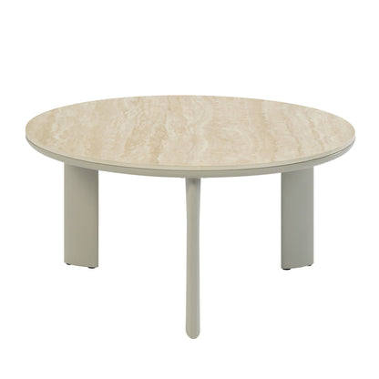 Ingram Ceramic Top Table round coffee table with beige ceramic top and gray legs HouseOfZazla on Tampa Home & Garden Store