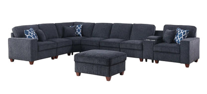 Lily sectional sofa with ottoman, black fabric, 2-piece living room set on Tampa Home & Garden Store