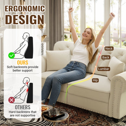 Modern Upholstered 3 Seater Sofa Set and Ottoman