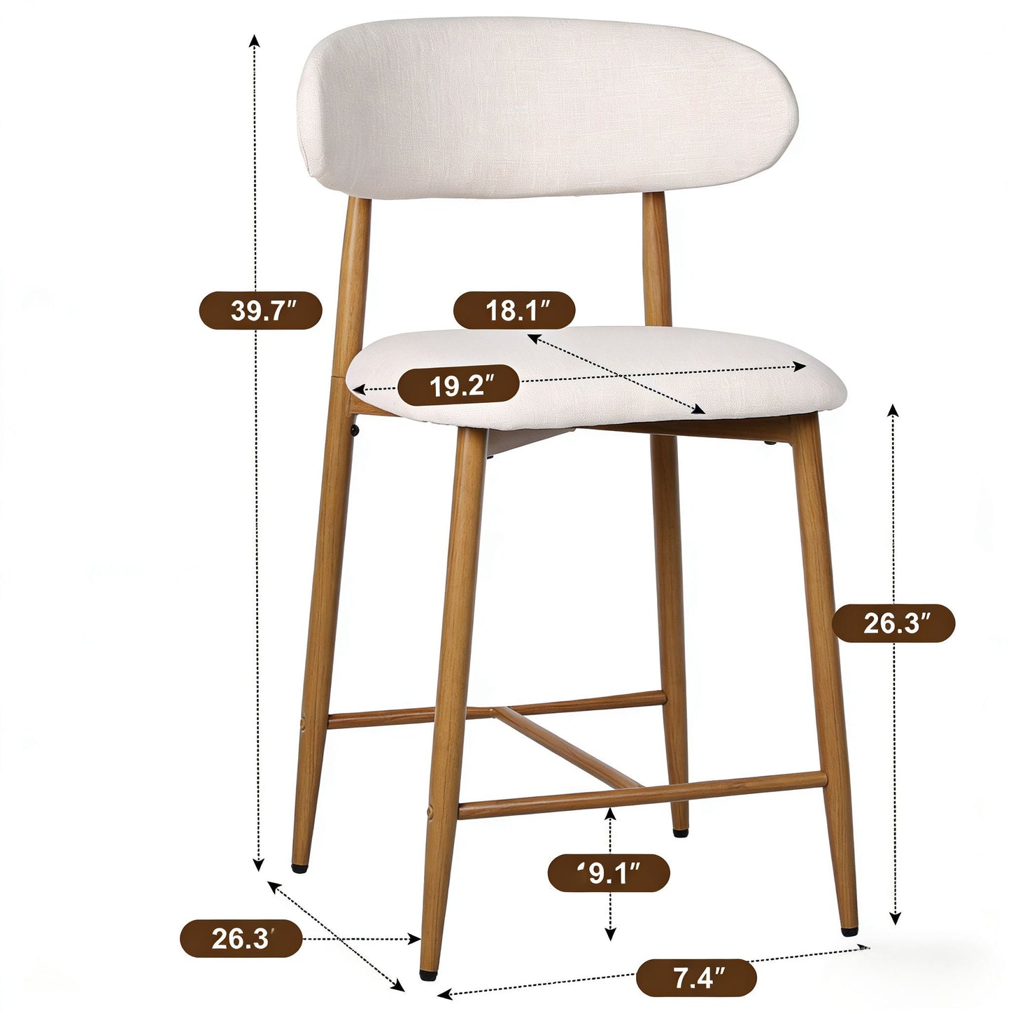 Set of Upholstered Counter Bar Stools for Kitchen