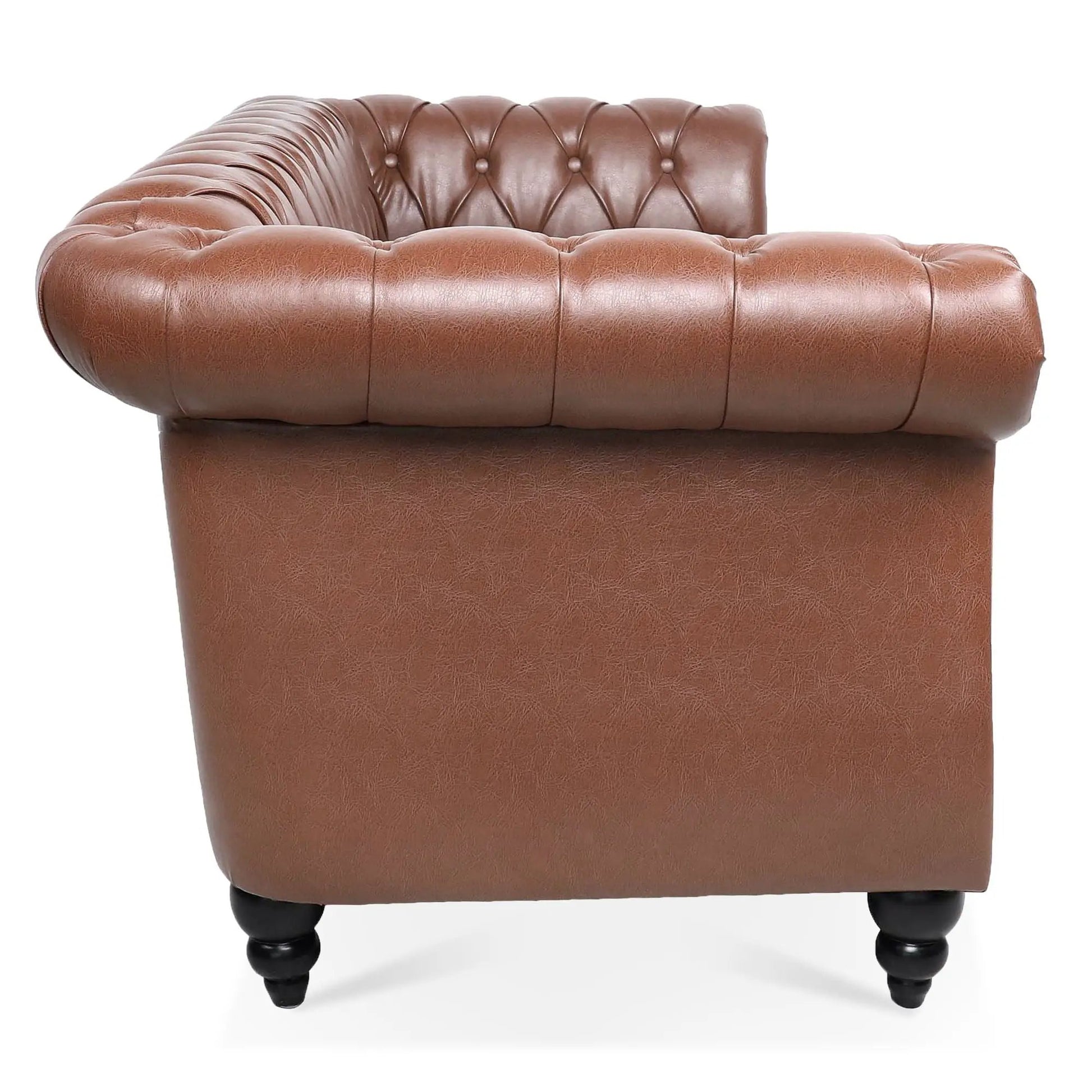 Rolled-arm Chesterfield 3-seater sofa in brown leather with tufted back by Unique Piece Furniture on Tampa Home & Garden Store