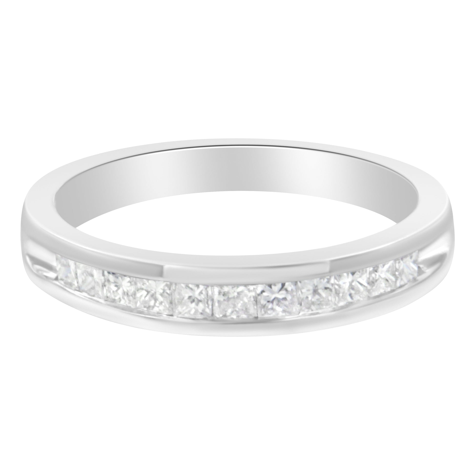 Ring Bids.com IGI half-eternity princess-cut diamonds in 18K white gold channel band size 4-1/2 on Tampa Home & Garden Store