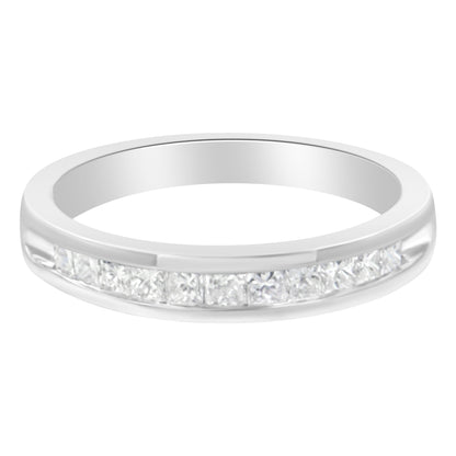 Ring Bids.com IGI half-eternity princess-cut diamonds in 18K white gold channel band size 4-1/2 on Tampa Home & Garden Store