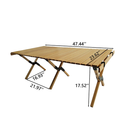 Natural Wood Foldable and Portable Dining Table