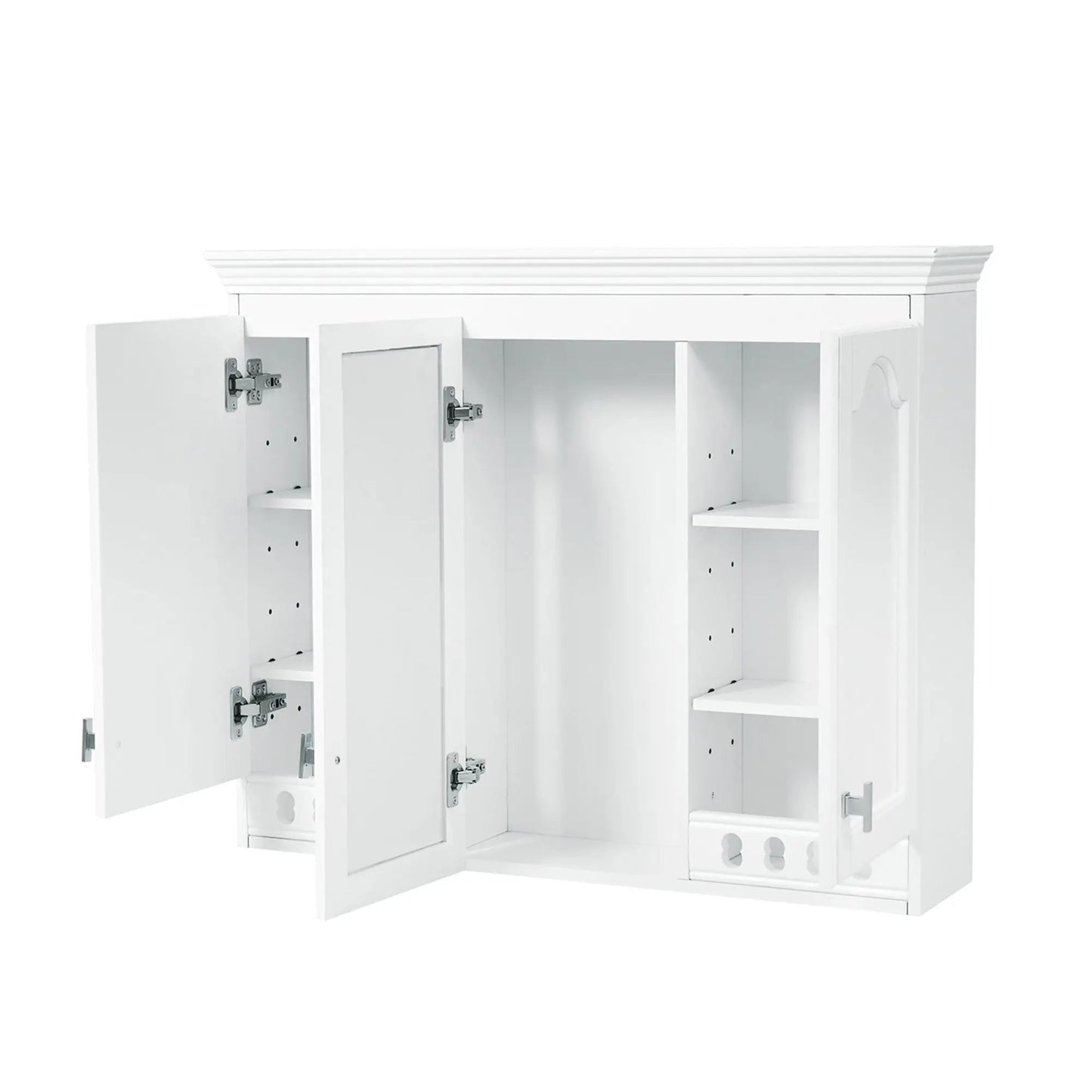 White wall-mount medicine cabinet with adjustable shelves and soft-close doors, internal shelves on Tampa Home & Garden Store