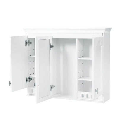 White wall-mount medicine cabinet with adjustable shelves and soft-close doors, internal shelves on Tampa Home & Garden Store