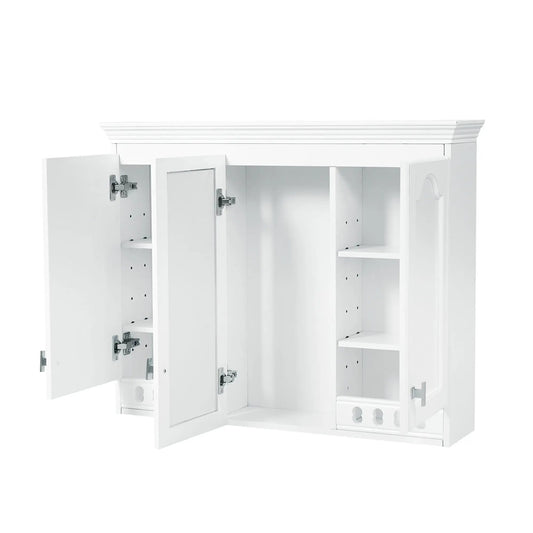 White wall-mount medicine cabinet with adjustable shelves and soft-close doors, internal shelves on Tampa Home & Garden Store