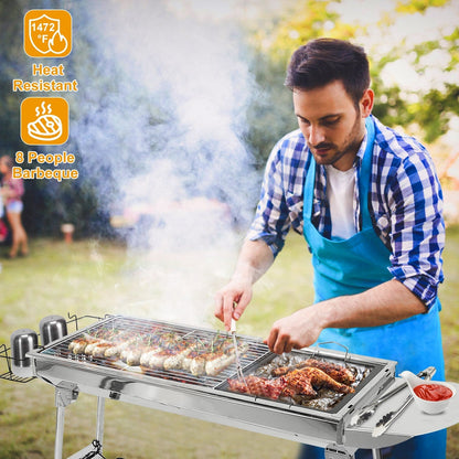 GemGear foldable stainless steel portable charcoal BBQ grill for picnic camping on Tampa Home & Garden Store