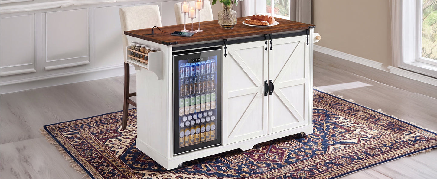 72 Inch Farmhouse Kitchen Island and Storage