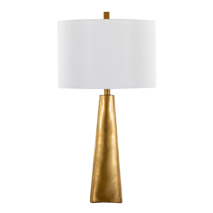 Pompeii contemporary table lamp with white drum shade and gold brass base on Tampa Home & Garden Store
