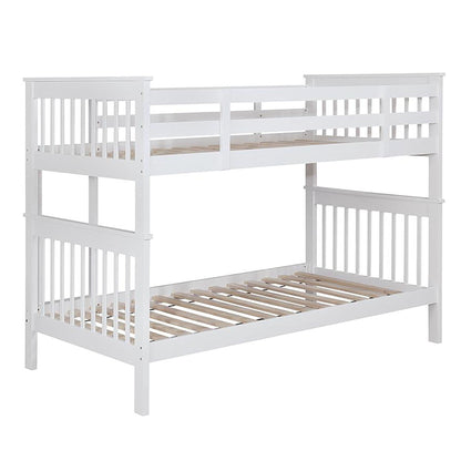 Bunk bed 2-tier twin white with slatted headboard and built-in ladder by HouseOfZazla on Tampa Home & Garden Store